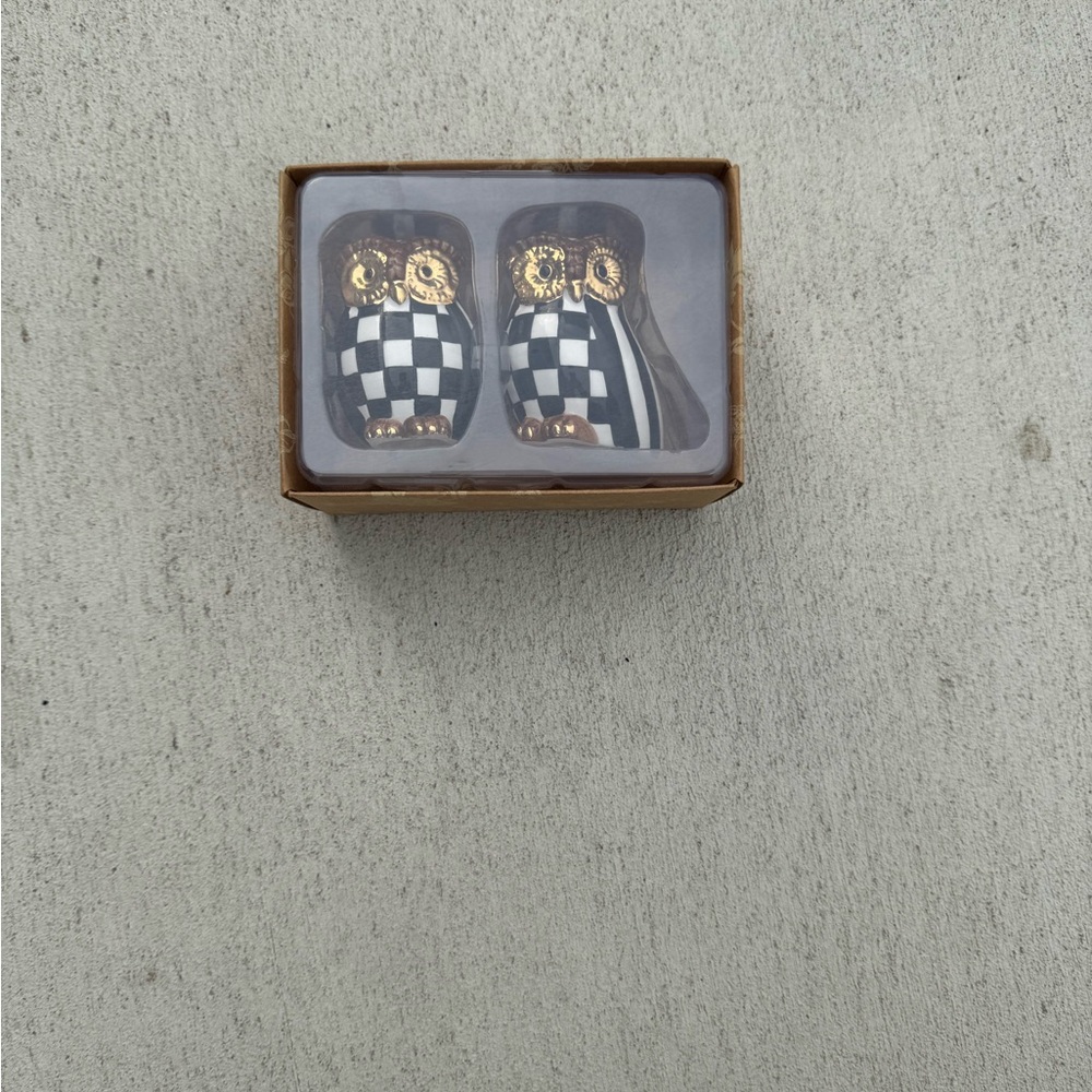 MacKenzie-Childs Black and Gold salt and pepper shakers